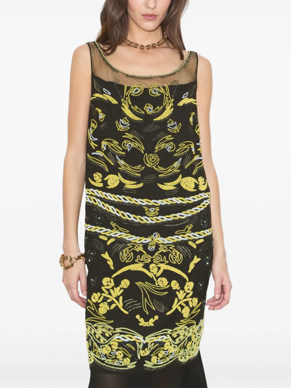 Tory Burch Verfraaide mesh jurk Zwart