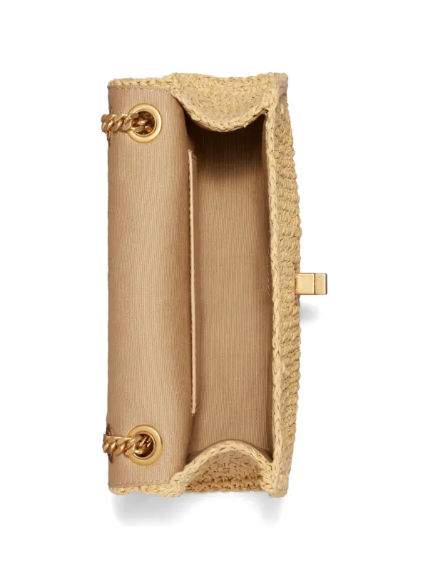 Tory Burch Mini Kira Turnlock Woven Shoulder Bag | Neutrals | FARFETCH