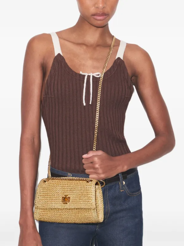Tory Burch Mini Kira Turnlock Woven Shoulder Bag | Neutrals | FARFETCH
