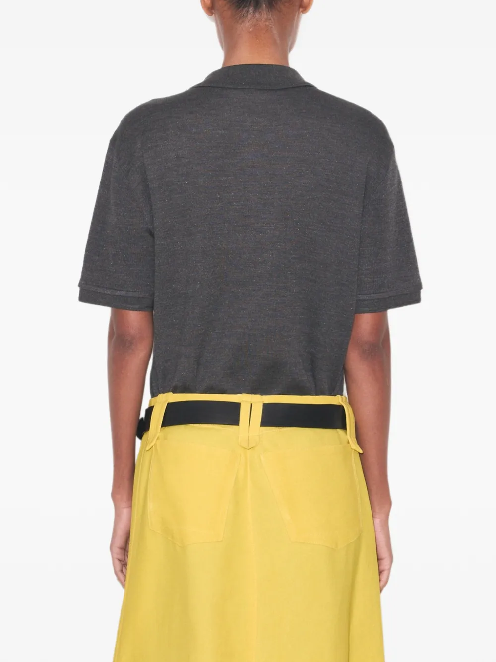  Tory Burch Polo Oversize De Seda - Gris 