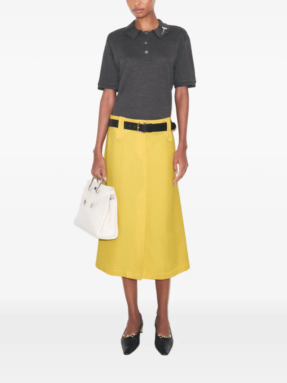  Tory Burch Polo Oversize De Seda - Gris 