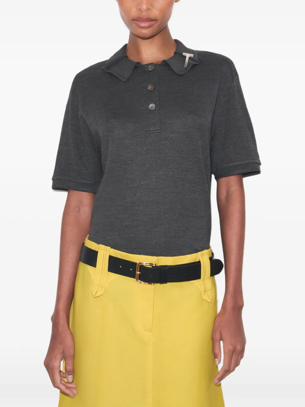 Tory Burch Oversized zijden poloshirt Grijs