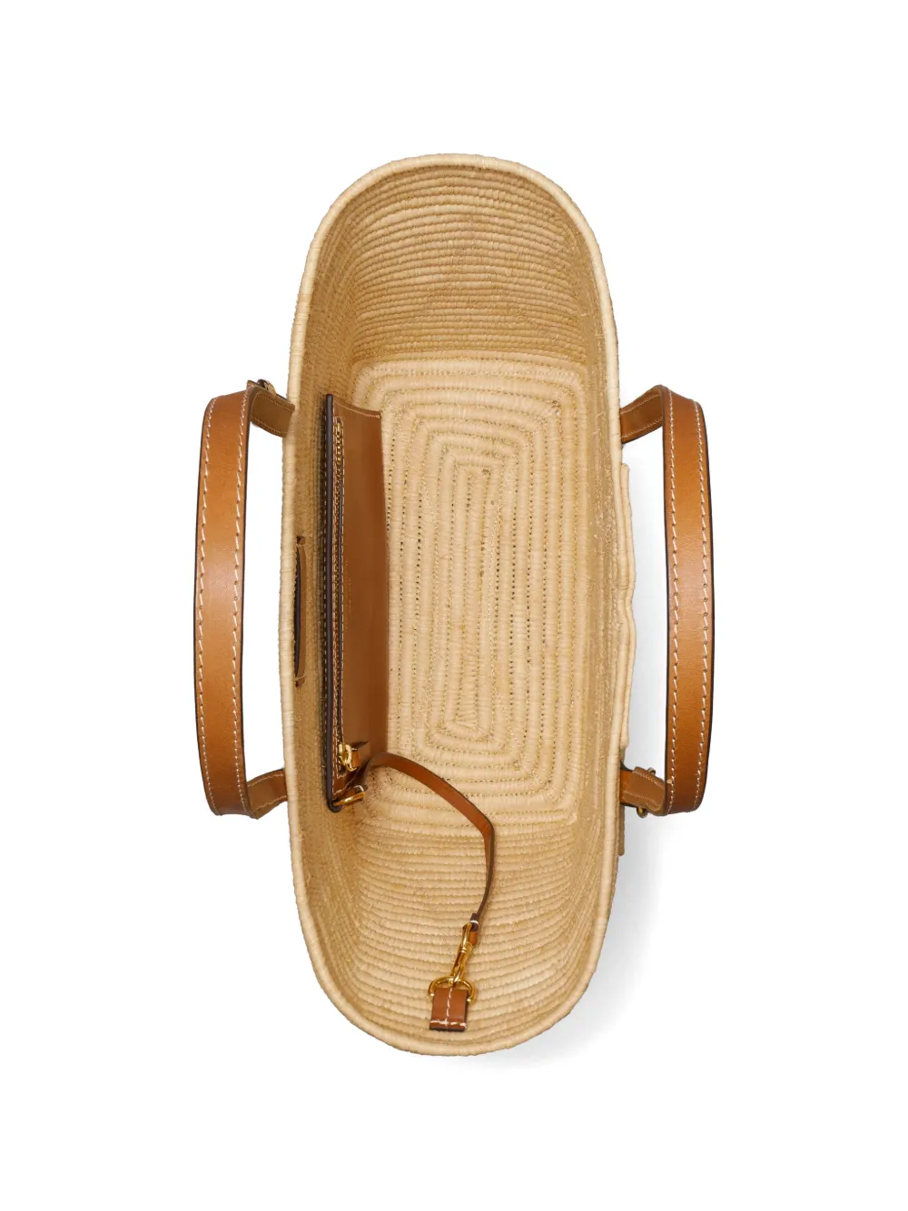Tory Burch Ella gestructureerde kleine rieten shopper Beige