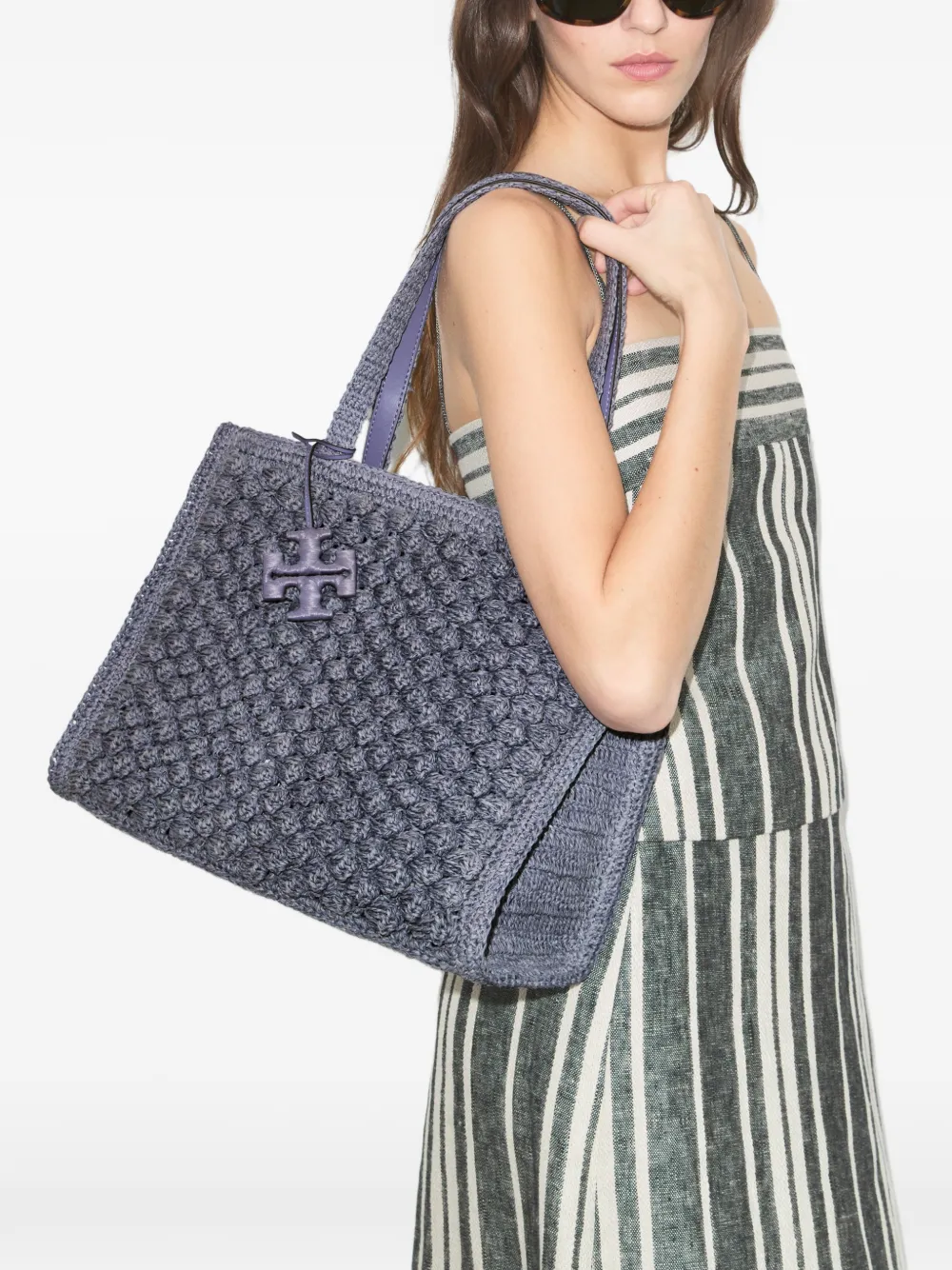 Tory Burch Ella handgehaakte popcorn shopper Grijs
