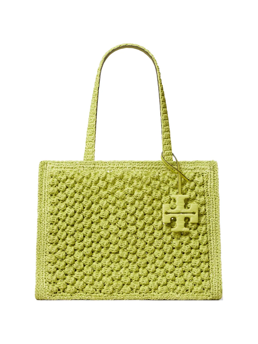 Tory Burch small Ella hand-crocheted popcorn tote - Verde