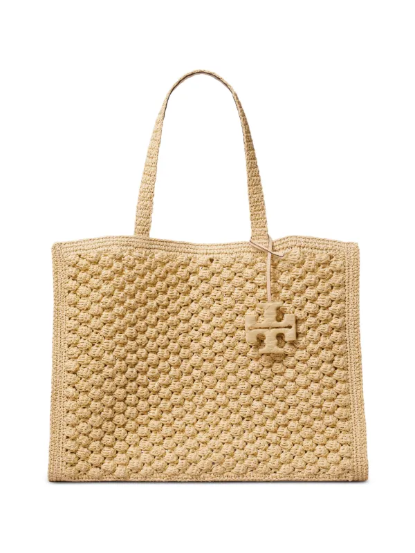 Tory Burch Large Ella Hand-crocheted Popcorn Tote Bag in Neutrals