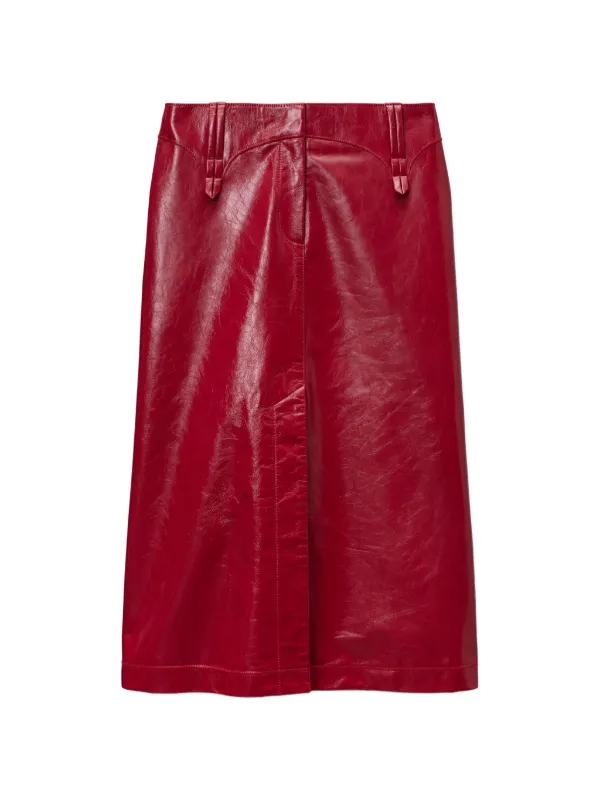 Tory Burch Leather Skirt in Red