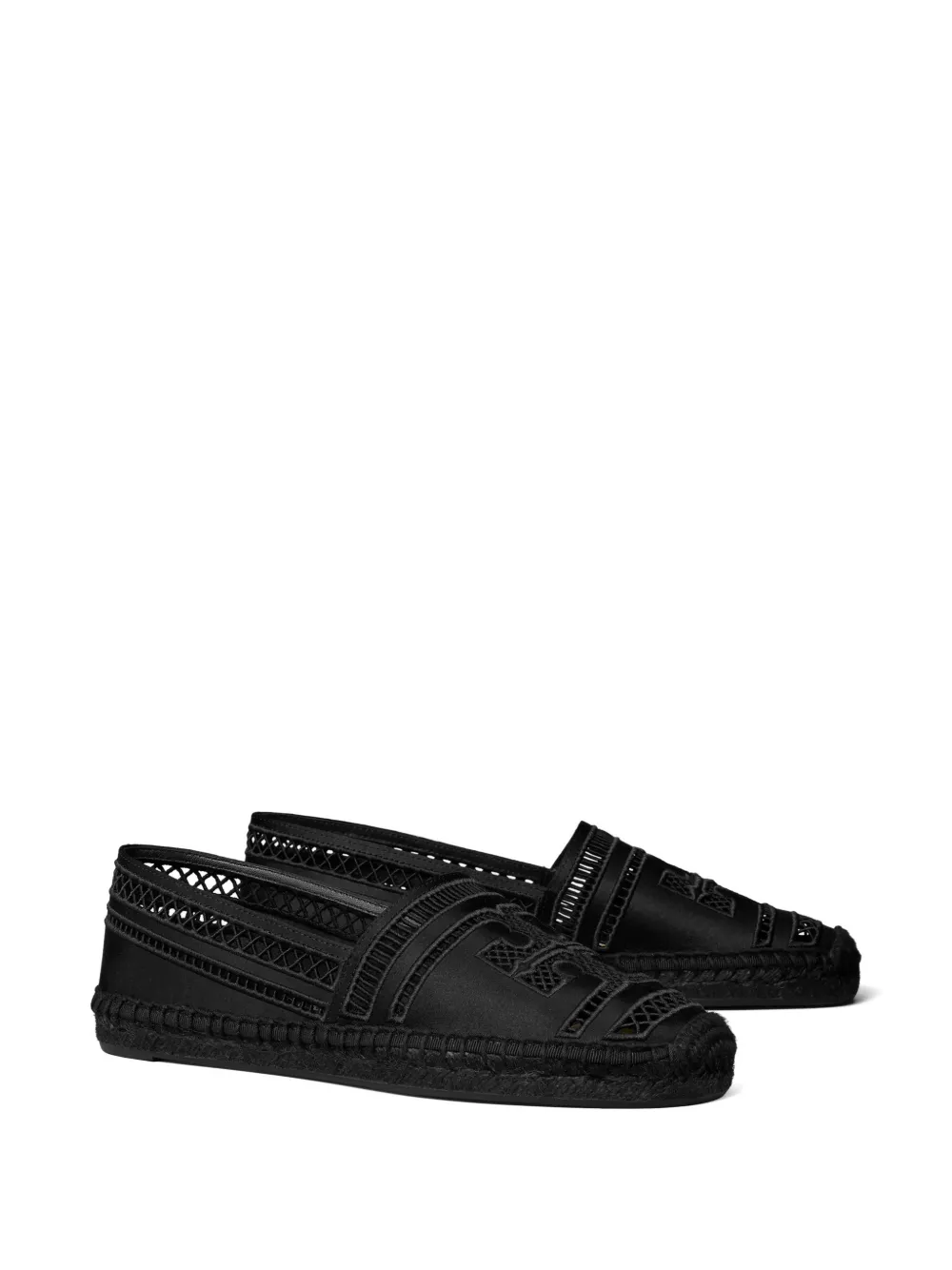 Tory Burch Open geweven espadrilles Zwart