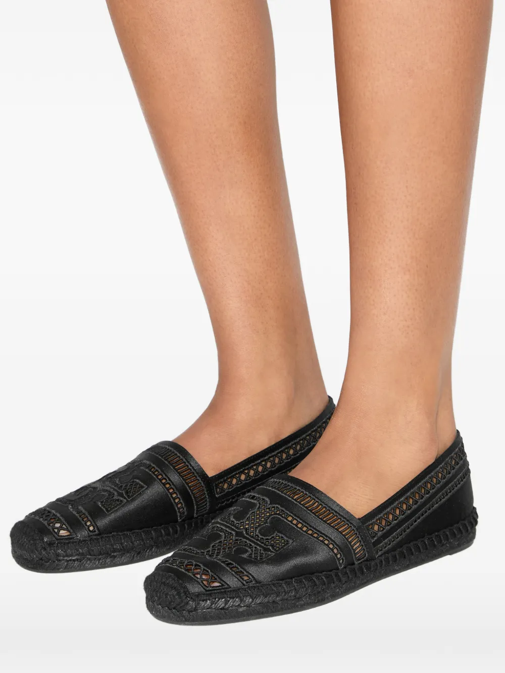 Tory Burch Open geweven espadrilles Zwart