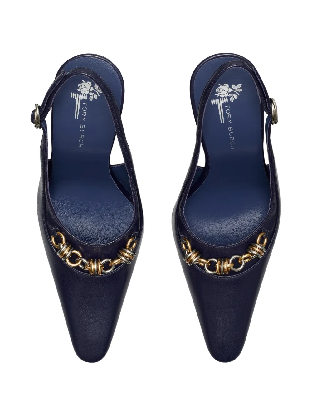 Tory Burch Runway 95 mm slingback sneakers met ketting Blauw