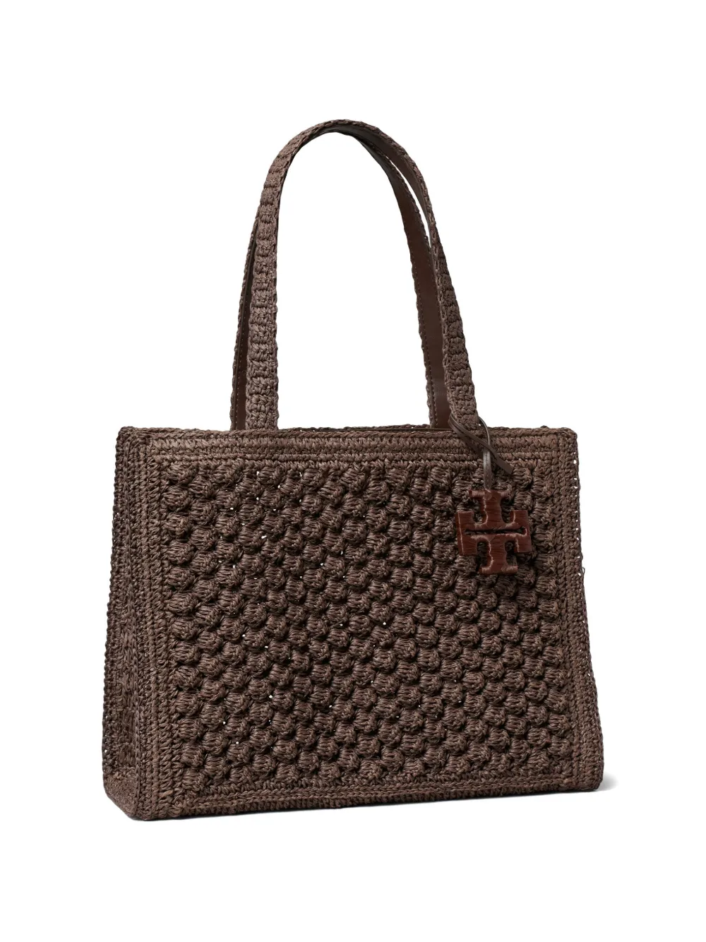 Tory Burch Ella kleine handgehaakte popcorn shopper Bruin