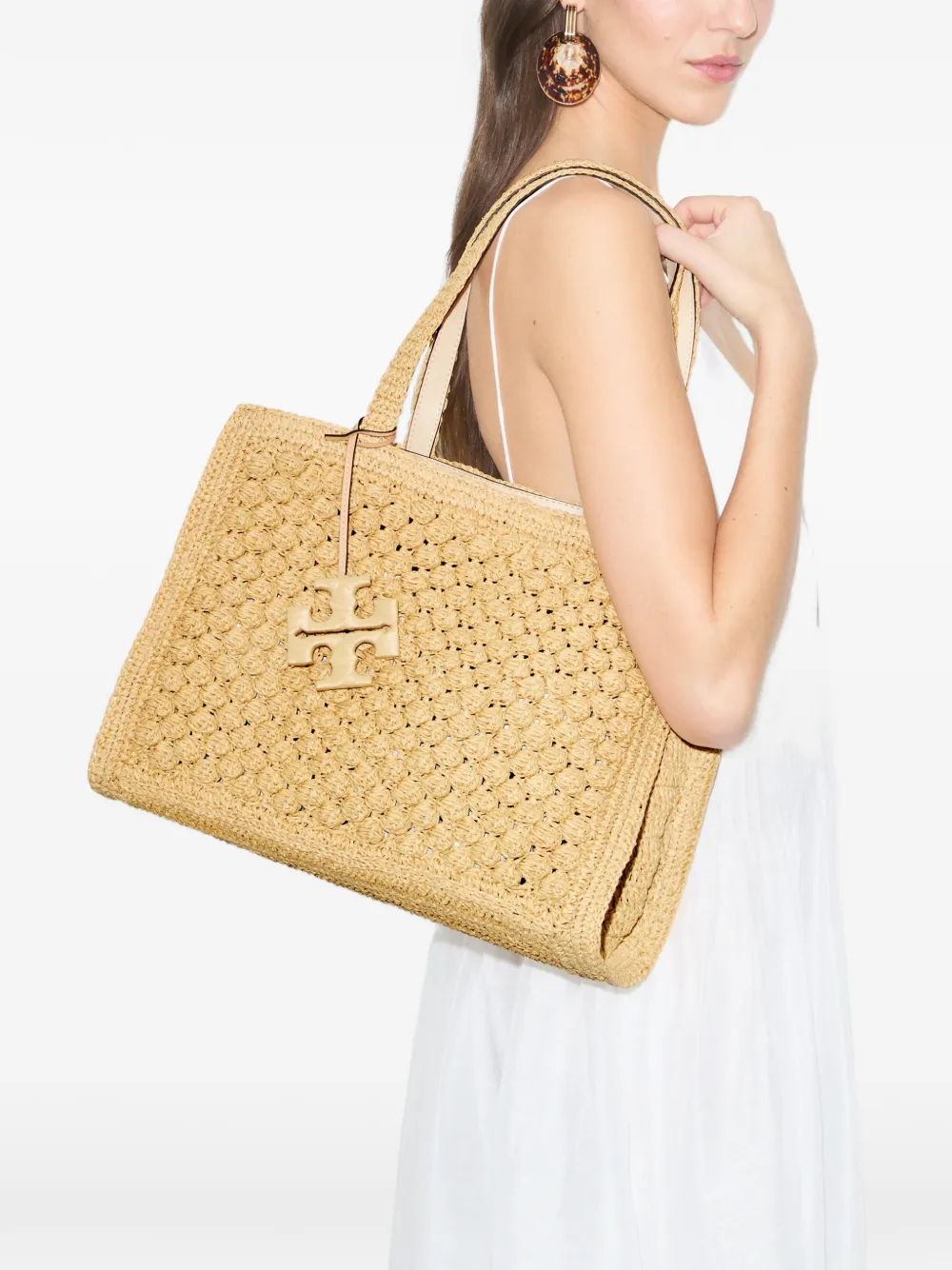 Tory Burch Ella kleine handgehaakte shopper Beige