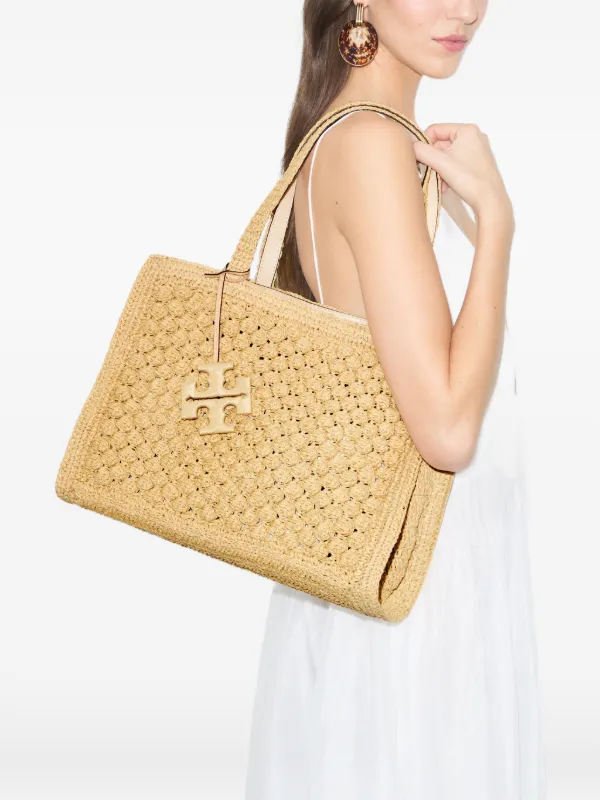 Tory Burch Small Ella hand-crocheted Popcorn Tote Bag | Neutrals