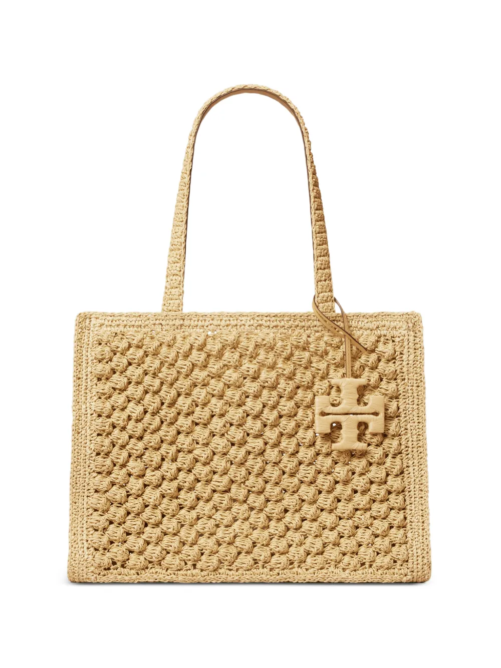Tory Burch small Ella hand-crocheted popcorn tote bag - Toni neutri