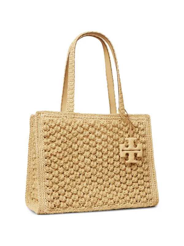 Tory Burch Small Ella hand-crocheted Popcorn Tote Bag | Neutrals