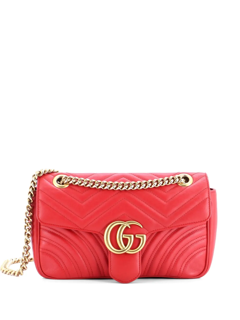 Gucci Pre-Owned GG Marmont Flap Bag Matelasse Leather Medium shoulder bag - Rosso