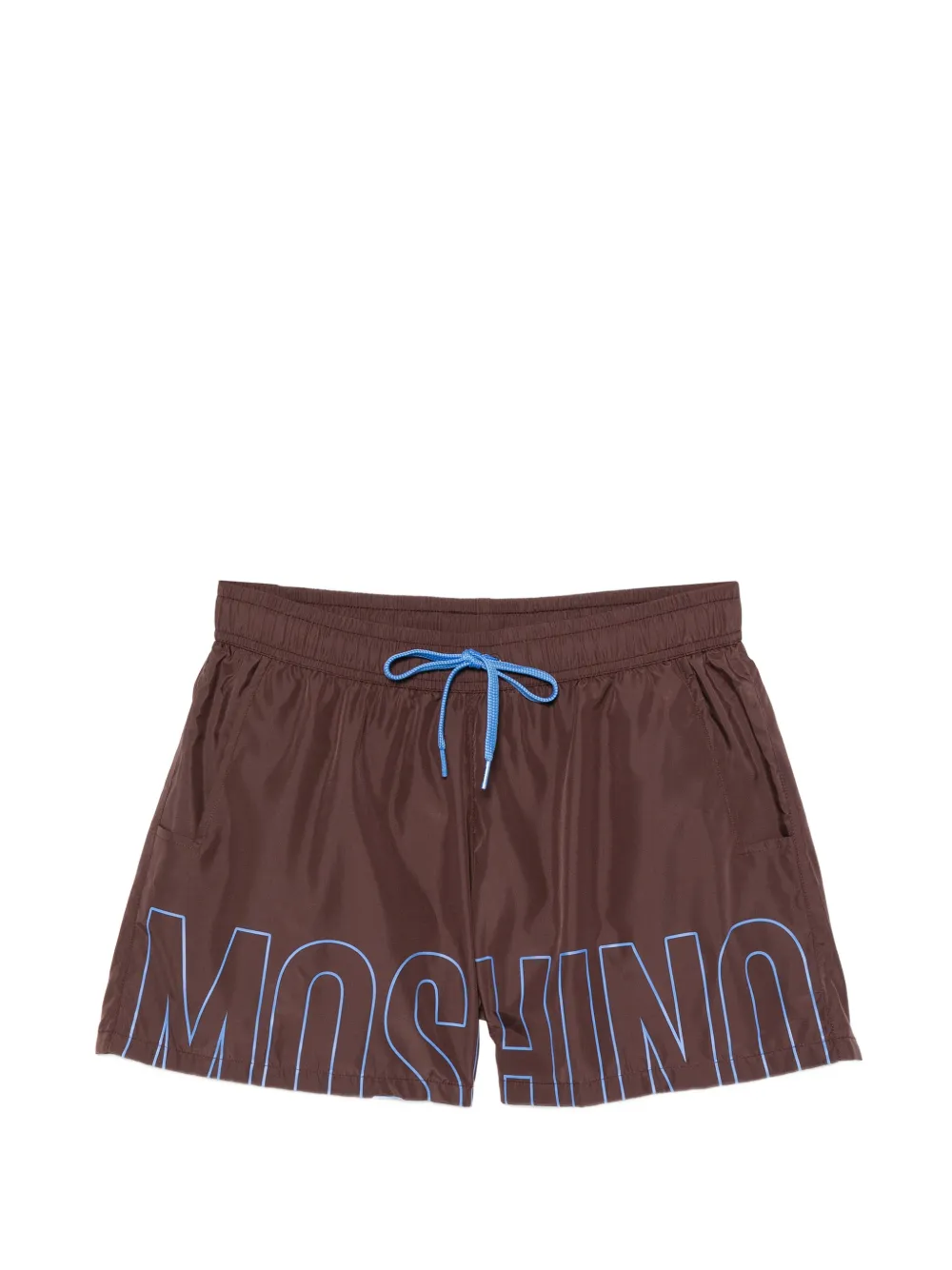 Moschino logo-print drawstring swim shorts - Marrone