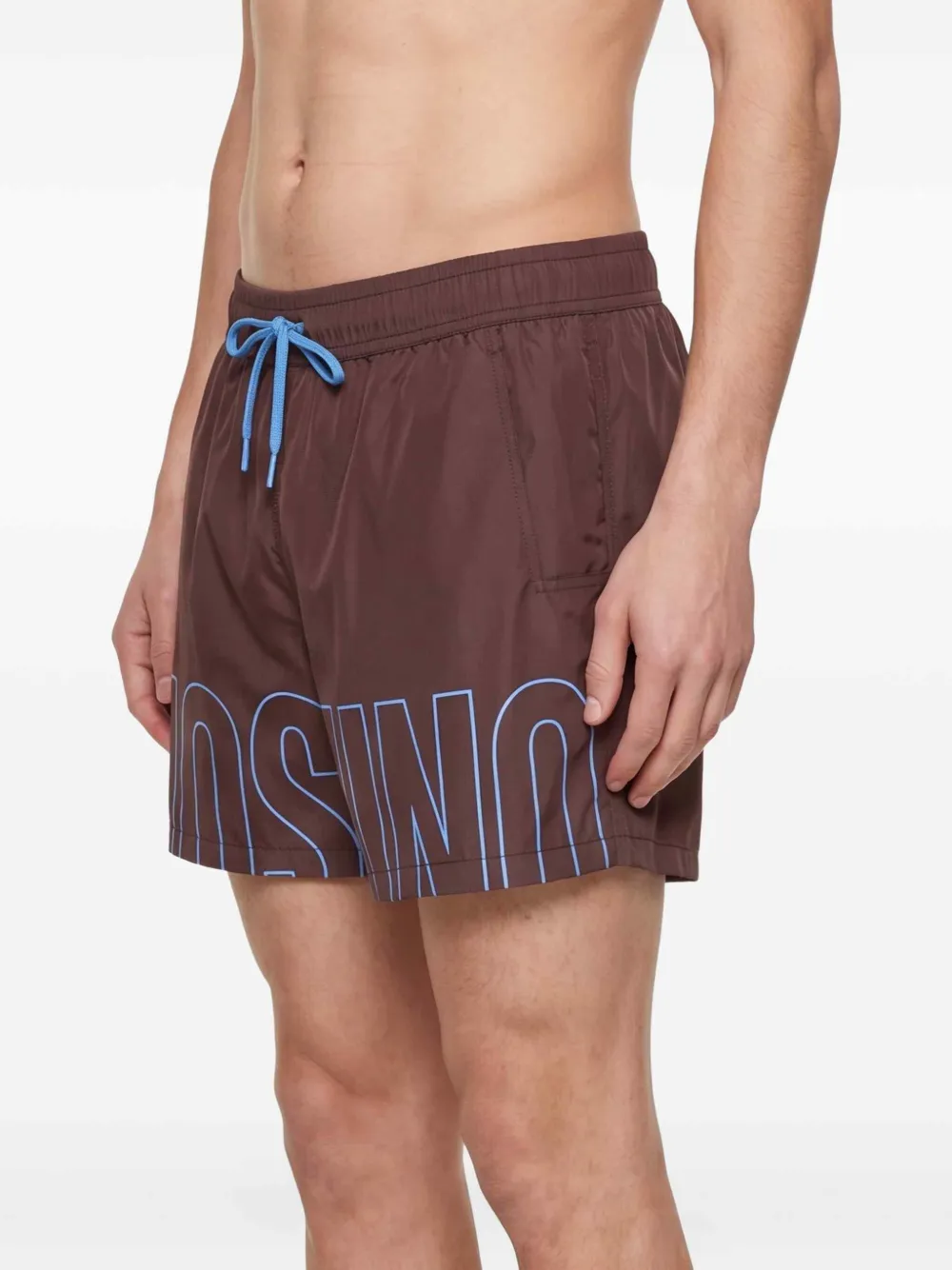 Moschino Zwembroek met logoprint en trekkoord Bruin