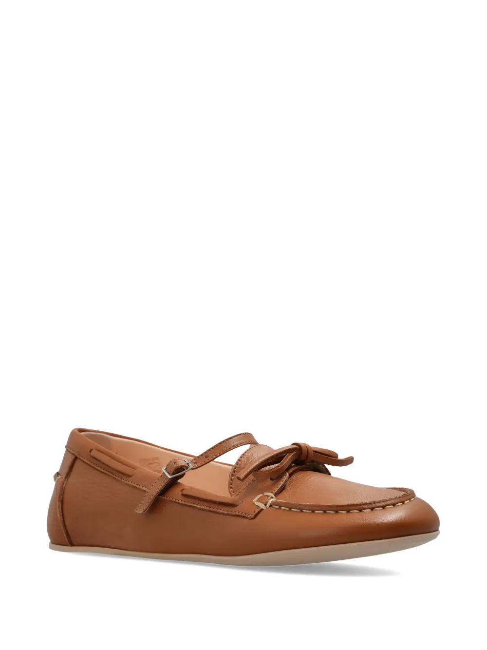 AGL Hoola Hoop bow-detail leather boat shoes Beige