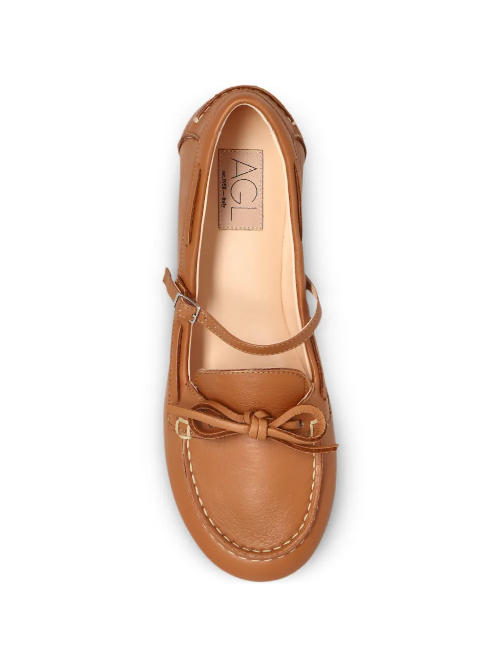 AGL Hoola Hoop bow-detail leather boat shoes Beige