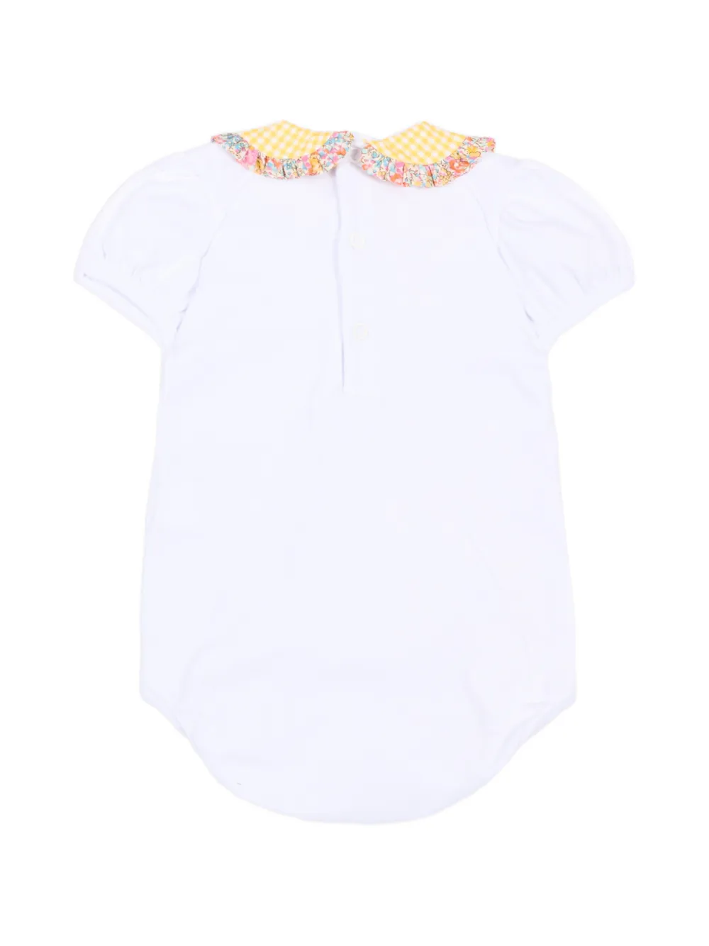 Pesciolino Rosso Kids Body met gingham ruit en ruches Wit