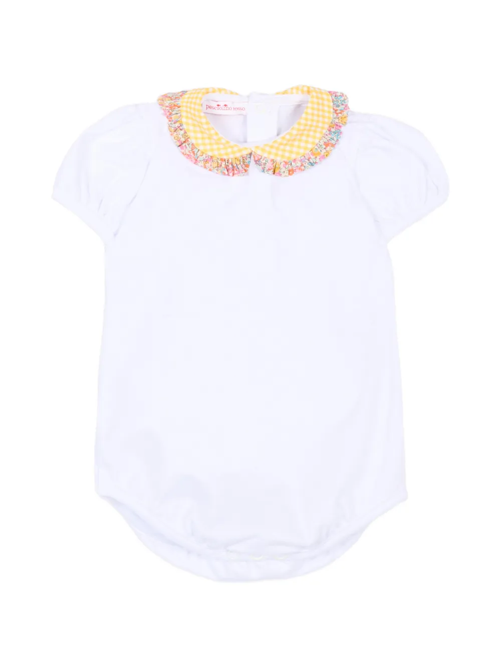 Pesciolino Rosso Kids ruffled gingham-print collar body - Bianco