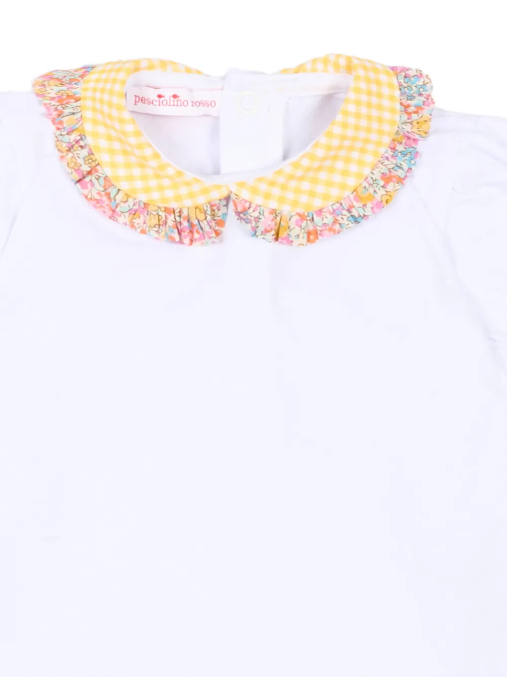 Pesciolino Rosso Kids Body met gingham ruit en ruches Wit