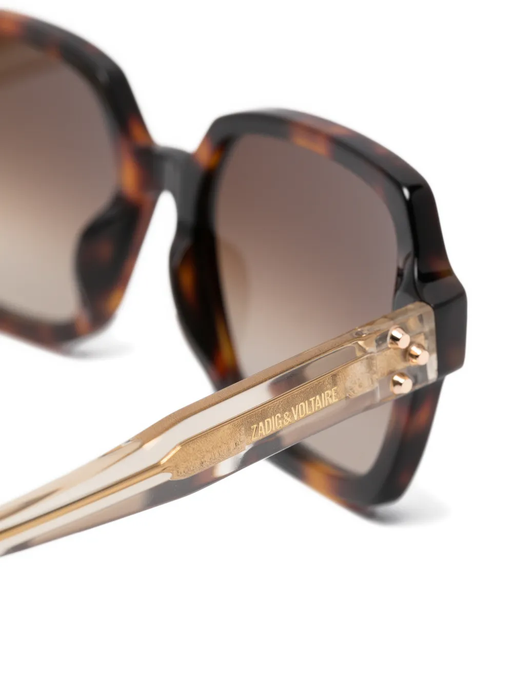 Zadig&Voltaire Zonnebril met geometrisch montuur met schildpadschild design Bruin