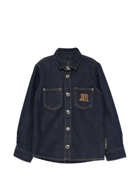 John Richmond Junior logo-embroidered denim shirt