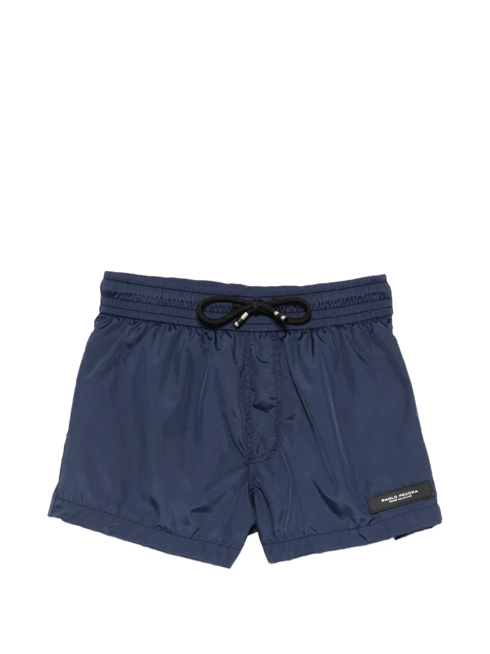 Paolo Pecora Kids drawstring logo-patch swim shorts - Blu