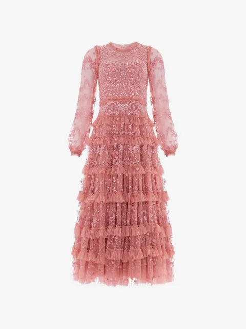 Needle & Thread Blossom ruffled lace maxi dress