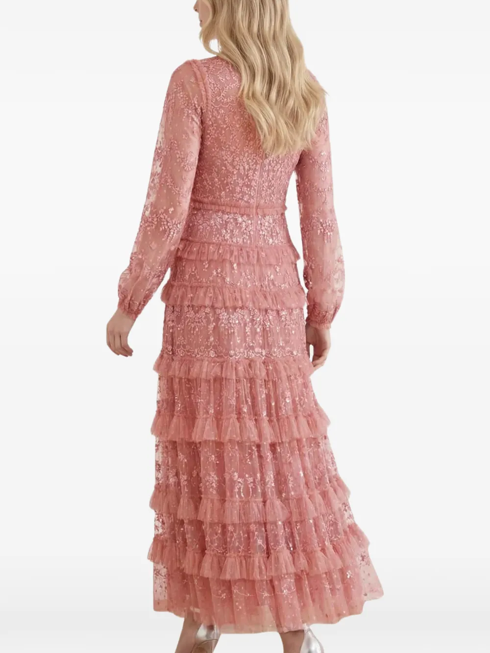 Needle & Thread Blossom maxi-jurk met ruches Roze