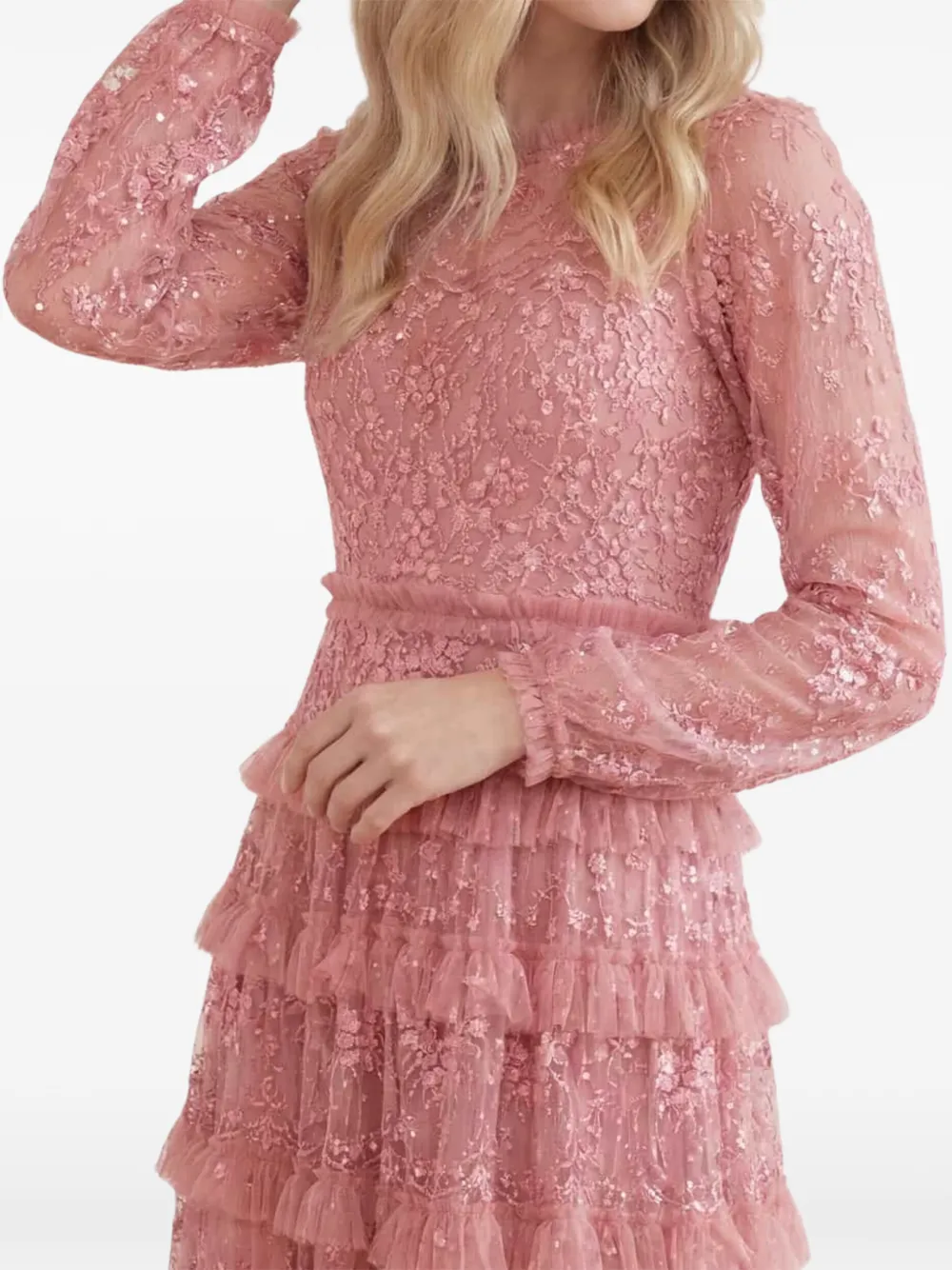 Needle & Thread Blossom maxi-jurk met ruches Roze