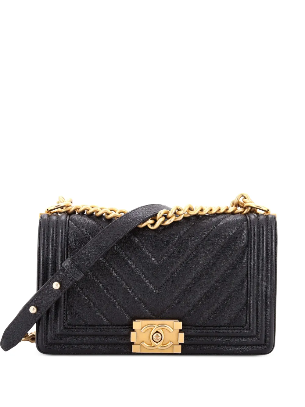 CHANEL Pre-Owned Boy Flap Bag Chevron Caviar New Medium shoulder bag - Nero