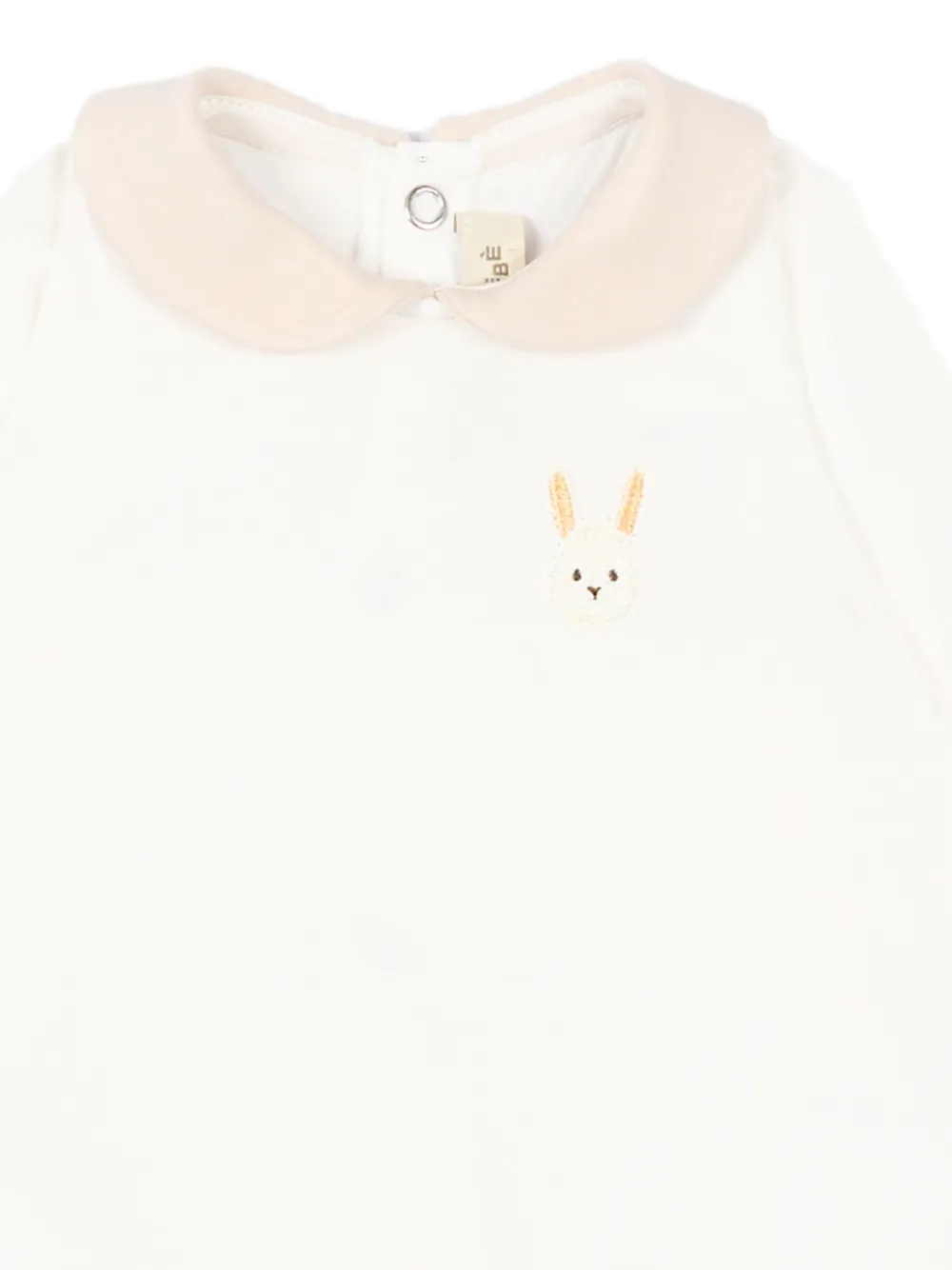 Le Boo Beebè Pyjama met Peter Pan kraag en geborduurd konijn Beige