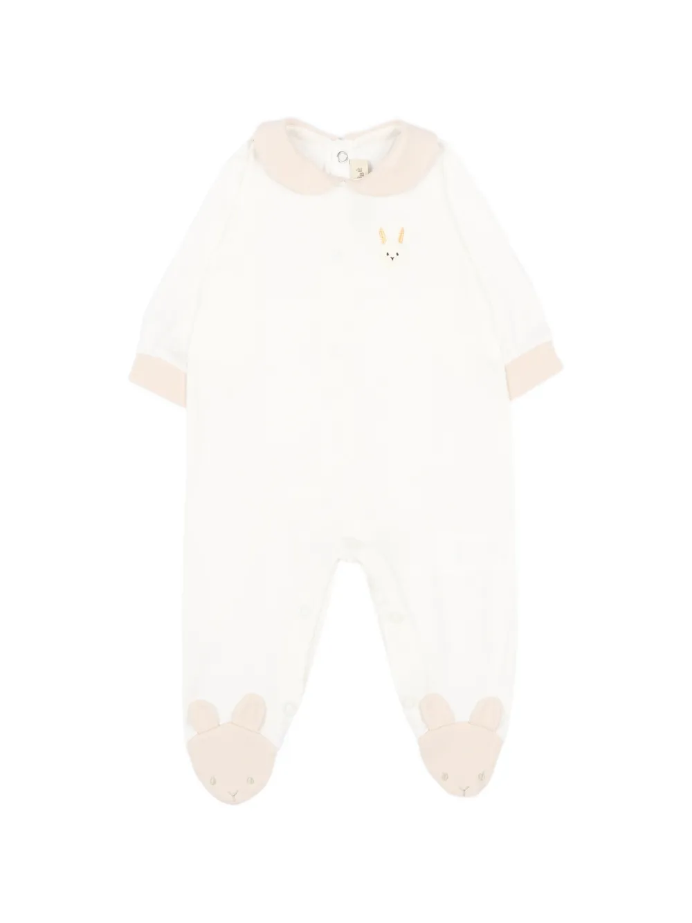 Le Boo Beebè bunny-embroidered Peter Pan collar pajamas - Toni neutri