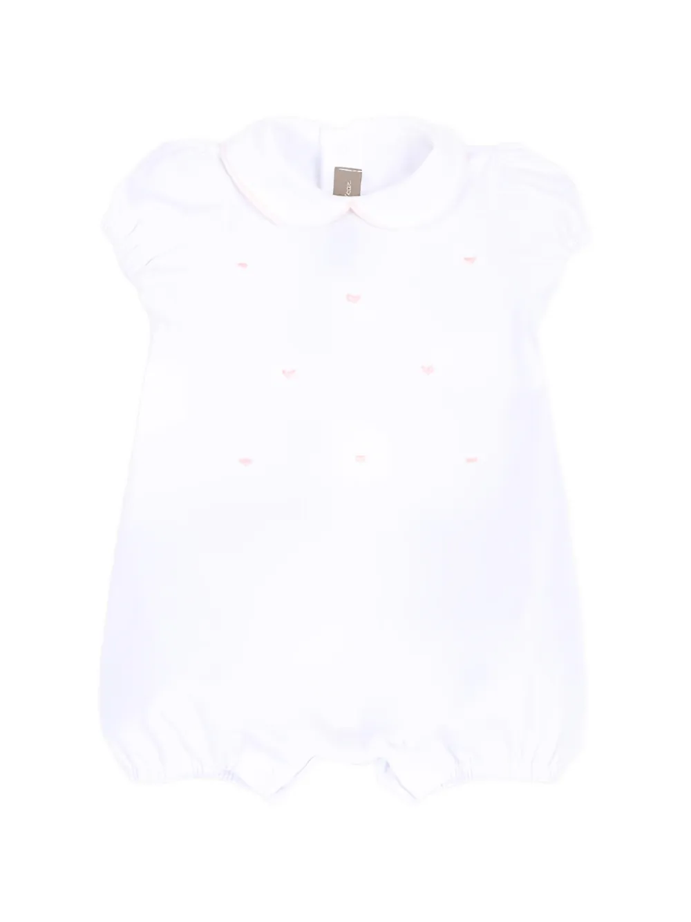 Little Bear heart-embroidered Peter Pan collar romper - Bianco
