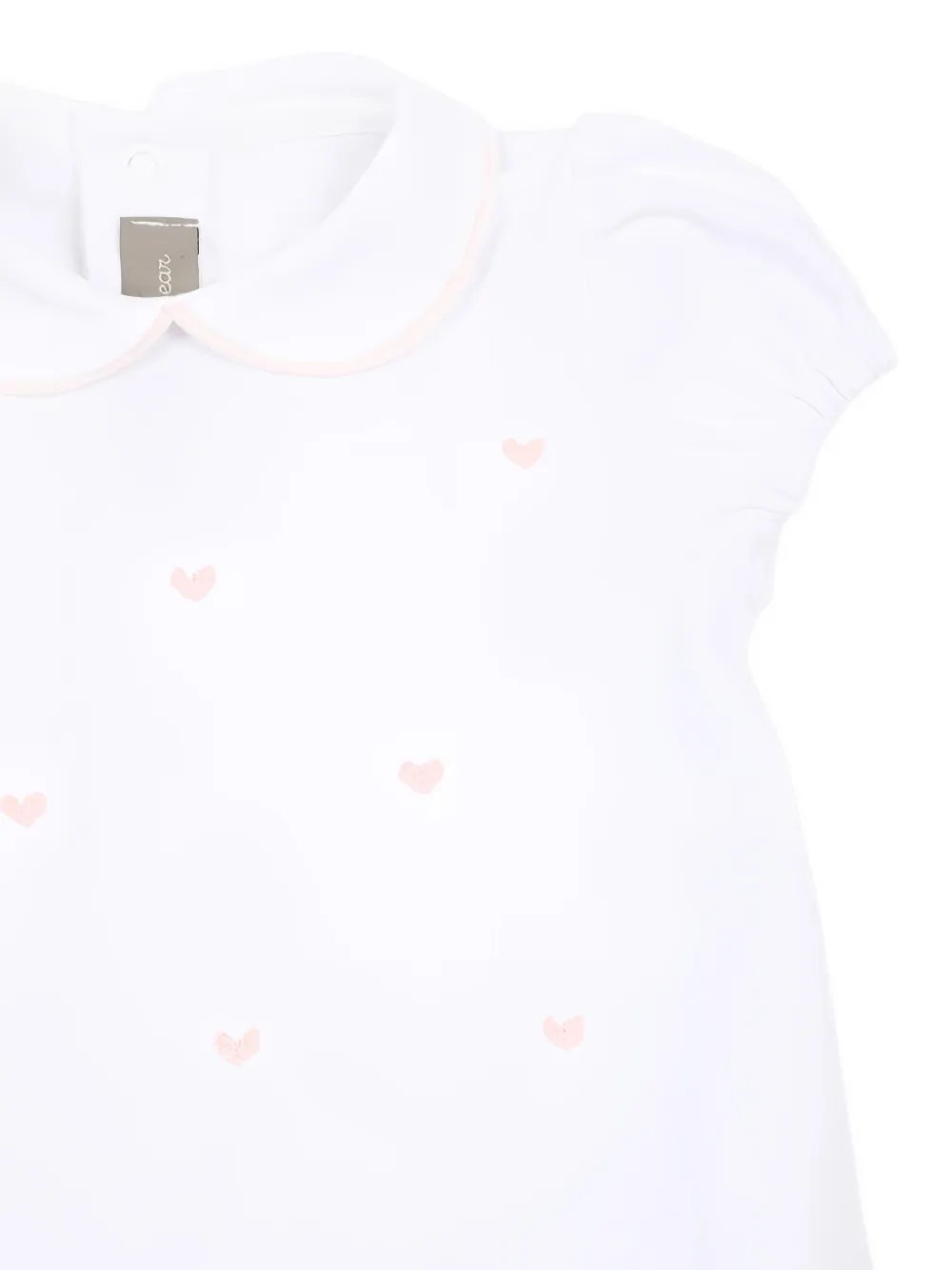 Little Bear Romper met Peter Pan kraag en geborduurd hart Wit