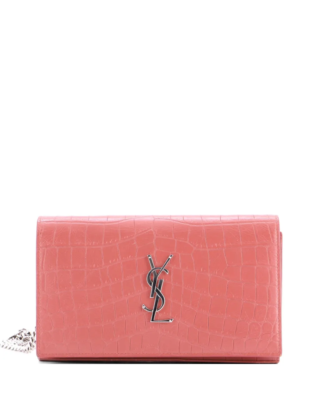 Saint Laurent Pre-Owned Classic Monogram Wallet on Chain Crocodile Embossed Leather Small crossbody bag - Rot