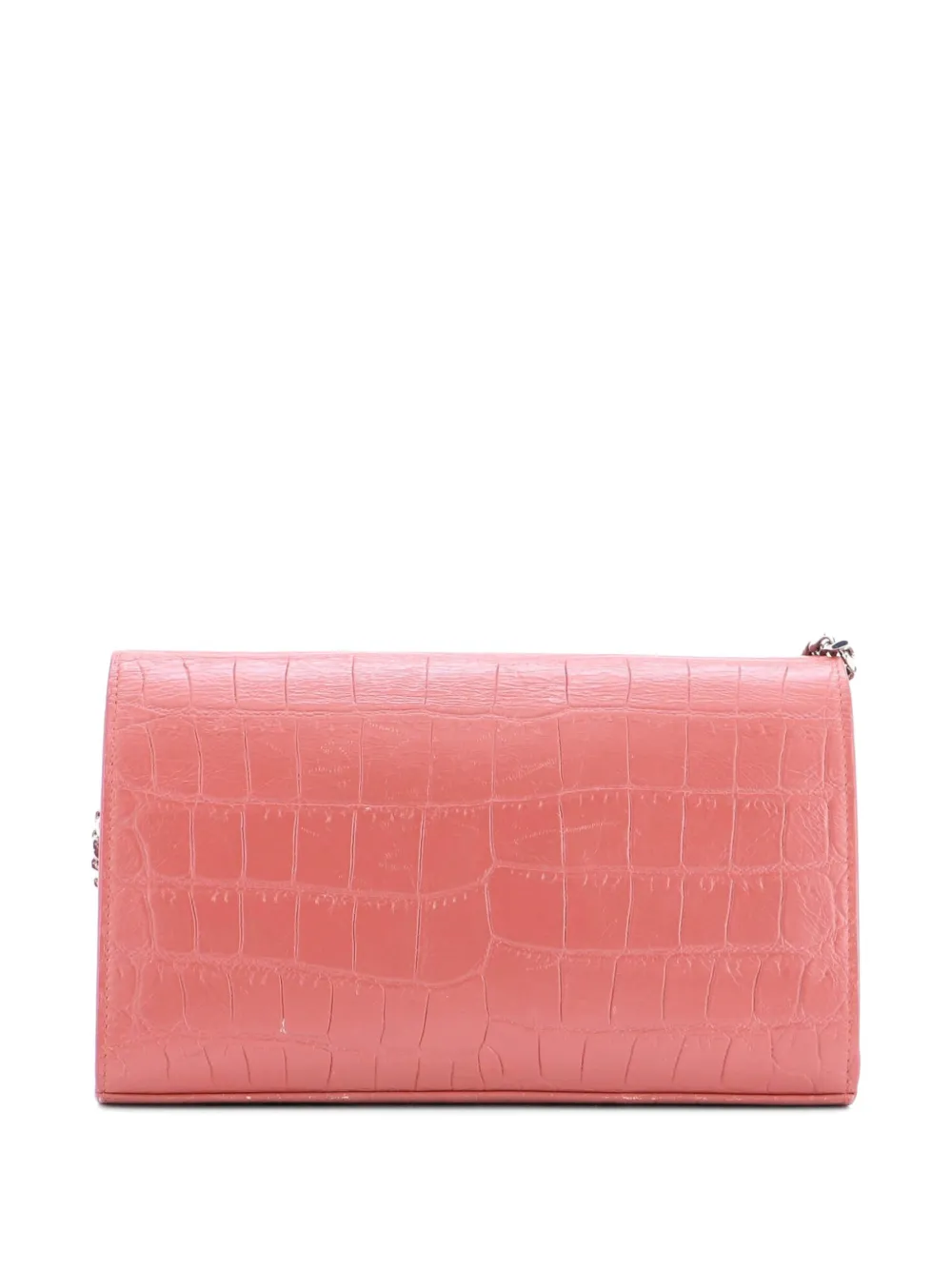  Saint Laurent Pre-owned Petit Sac à Bandoulière Wallet On Chain En Cuir Effet Peau De Crocodile à Monogramme Classic - Rouge 