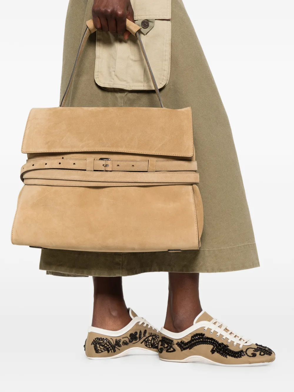 Moschino Suède shopper met riem Beige