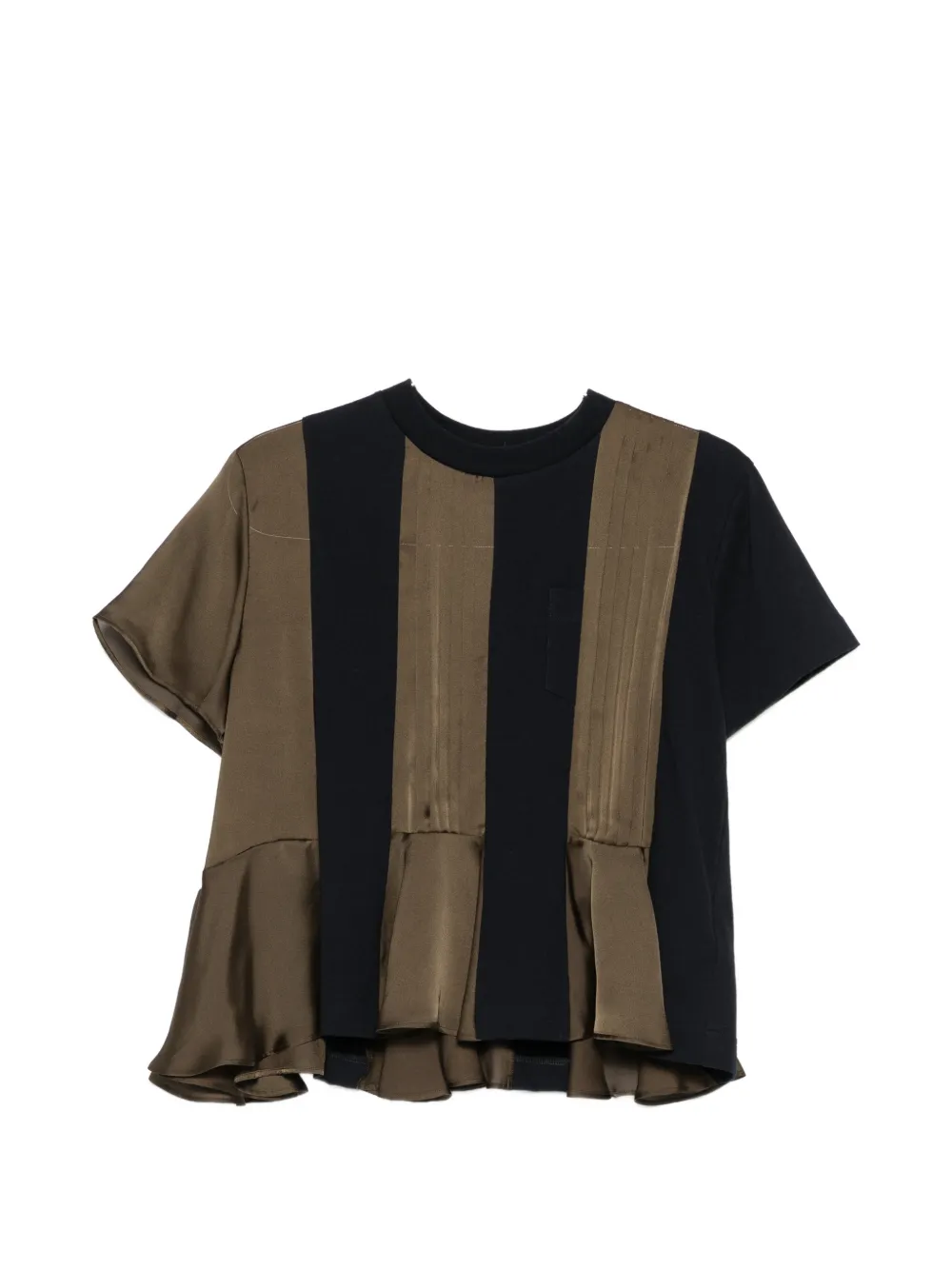 sacai short-sleeve pleated T-shirt - Blu