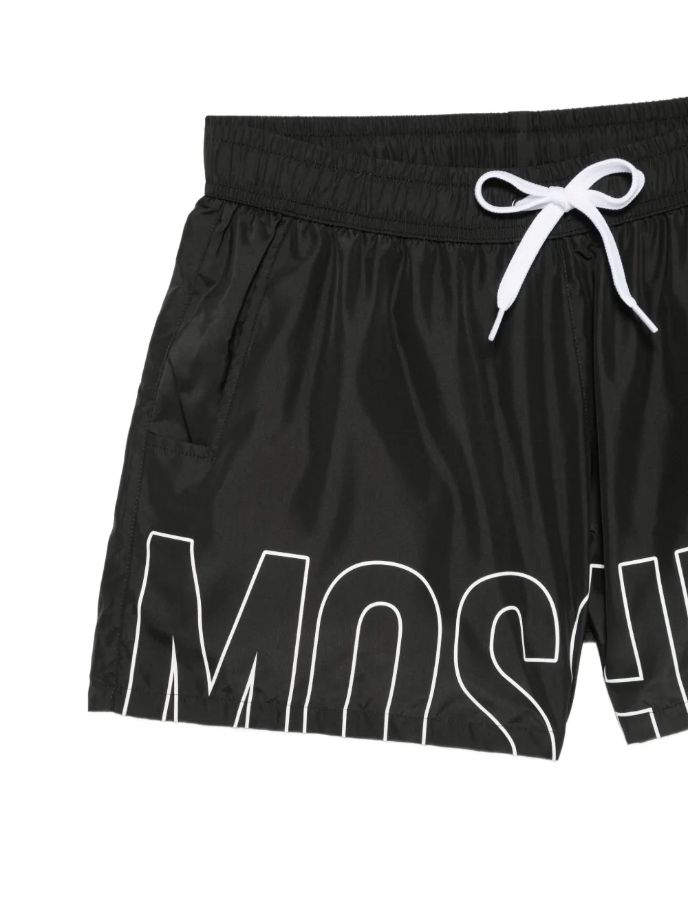 Moschino Zwembroek met logoprint en trekkoord Zwart