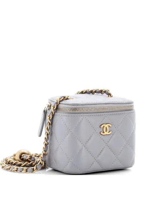CHANEL Pre-Owned bolsa Vanity Pearl Crush mini de piel de cordero capitonada con cadena