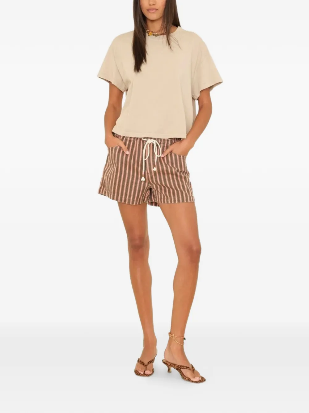 Xirena Tucker gestreepte shorts Bruin