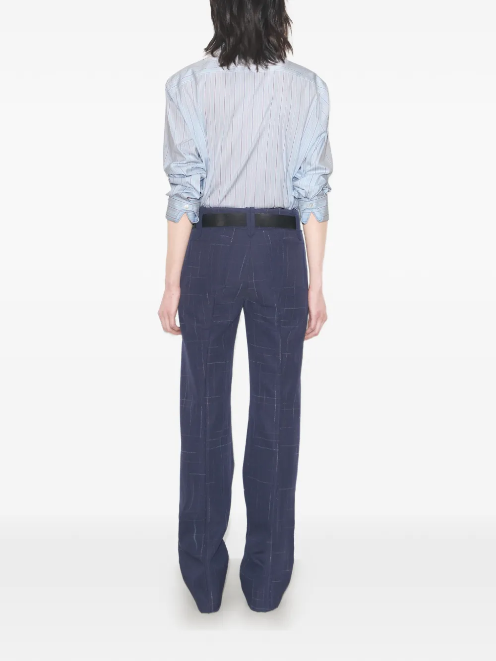  Tory Burch Camisa A Rayas De Algodón - Azul 
