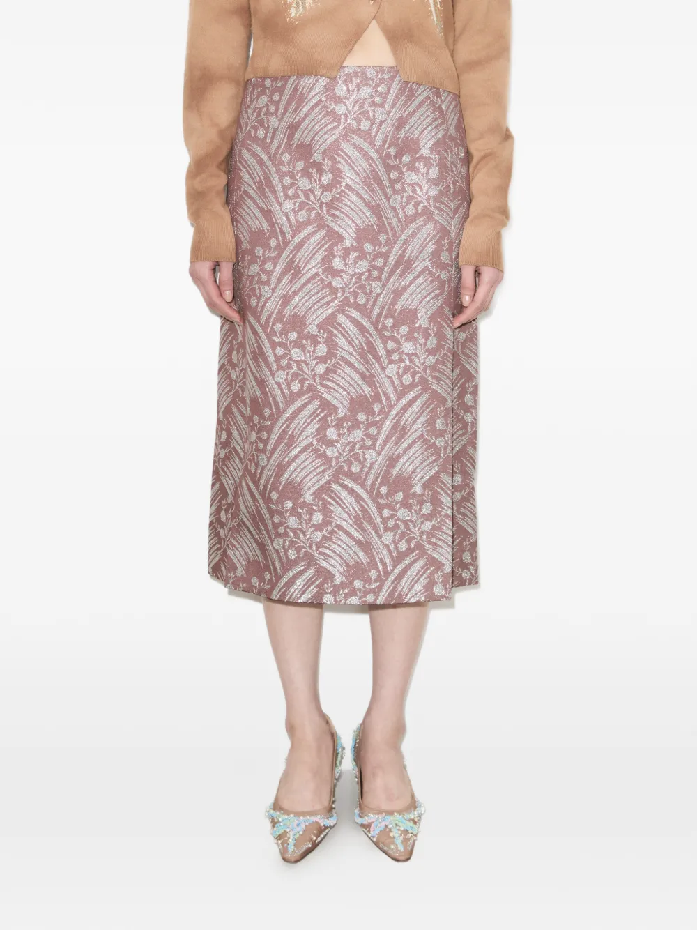 Tory Burch Zijden rok met jacquard Roze