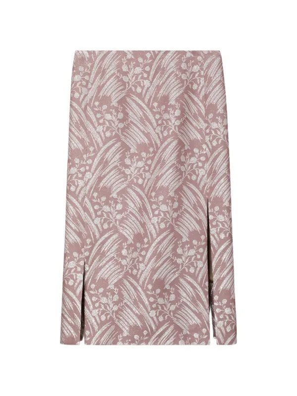 Tory Burch Silk Jacquard Skirt in Pink