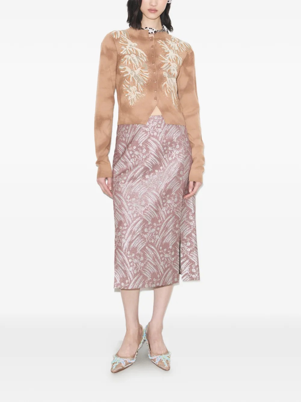 Tory Burch Zijden rok met jacquard Roze