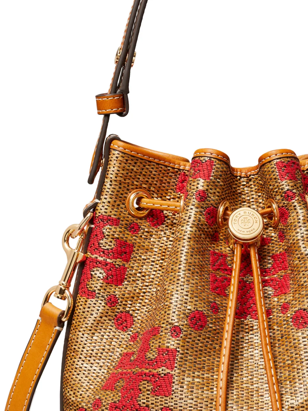Tory Burch Bucket-tas met geborduurd monogram Beige